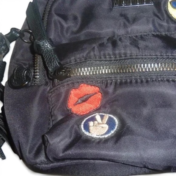 Steve Madden Black Mini Convertible Backpack Nylon, Happy Face, Lips, Peace Sign - Picture 4 of 12